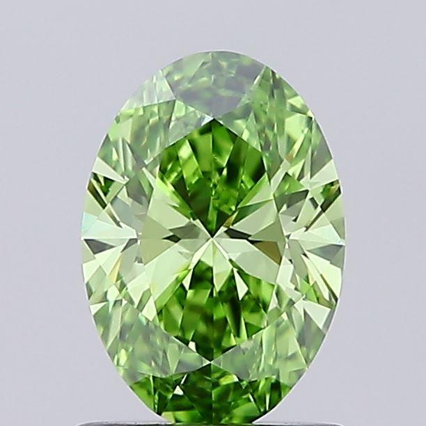 0.99 Ct. Fancy Vivid Green Oval Lab Grown Diamond