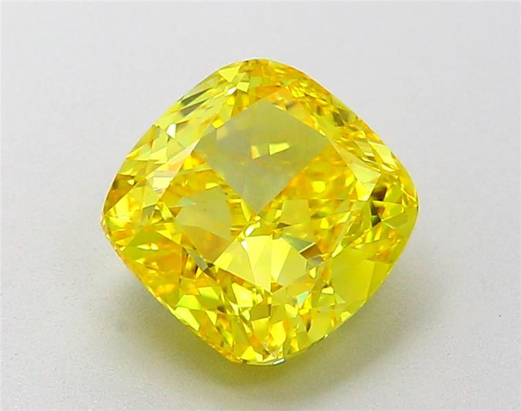 2.07 Ct. Fancy Vivid  Yellow Cushion Lab Grown Diamond