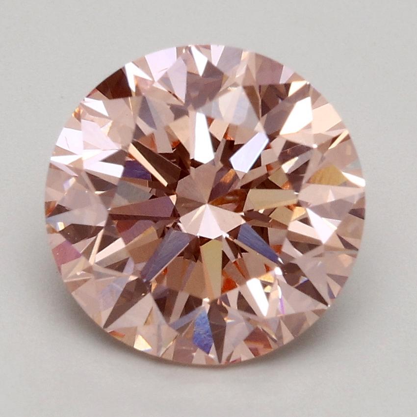 2.10 Ct. Fancy Intense Orangy Pink Round Lab Grown Diamond