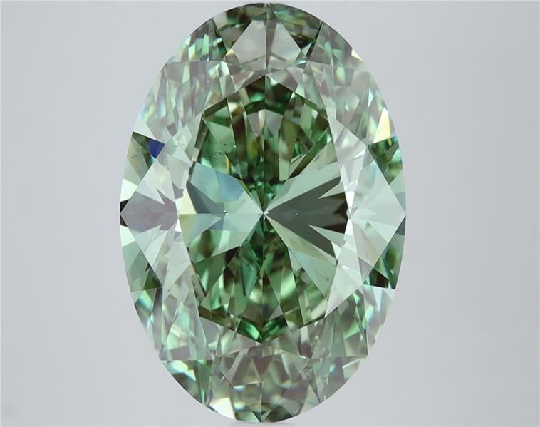 6.93 Ct. Fancy Vivid  Green Oval Lab Grown Diamond