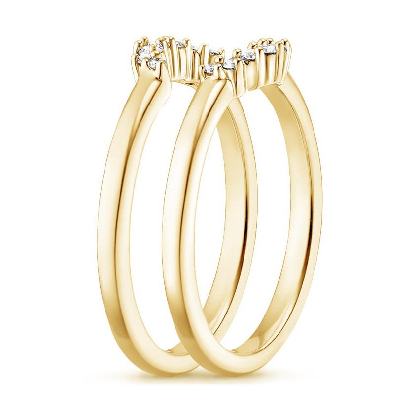 18K Yellow Gold Crescent Nested Diamond Ring Stack
