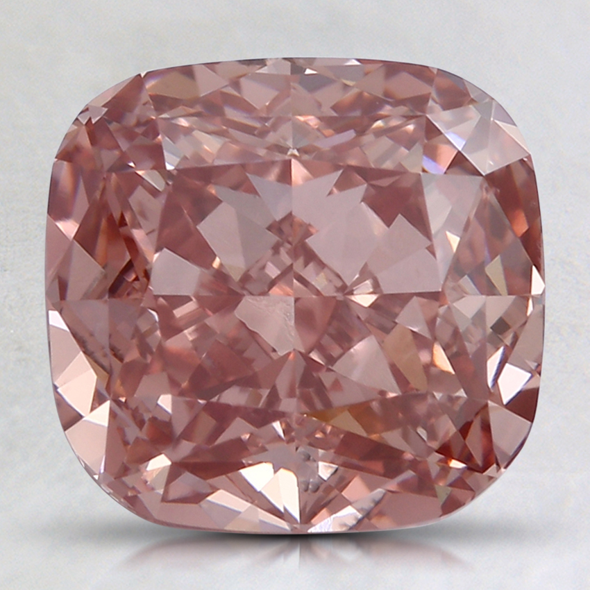 3.37 Ct. Fancy Vivid Orangy Pink Cushion Lab Grown Diamond