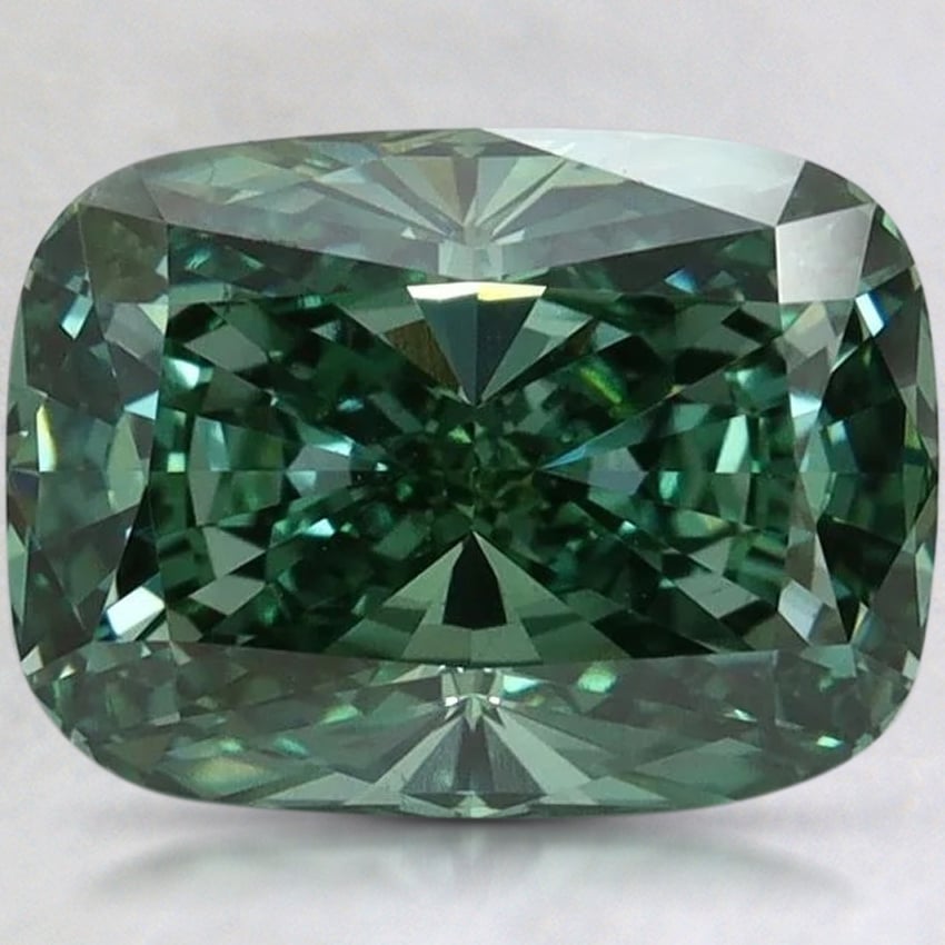 3.16 Ct. Fancy Vivid Pacific Green Cushion Lab Grown Diamond