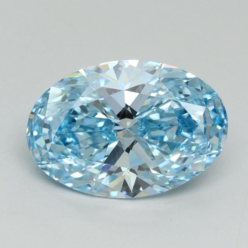 3.22 Ct. Fancy Vivid Blue Oval Lab Grown Diamond