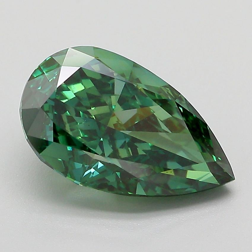 3.45 Ct. Fancy Vivid  Green Pear Lab Grown Diamond