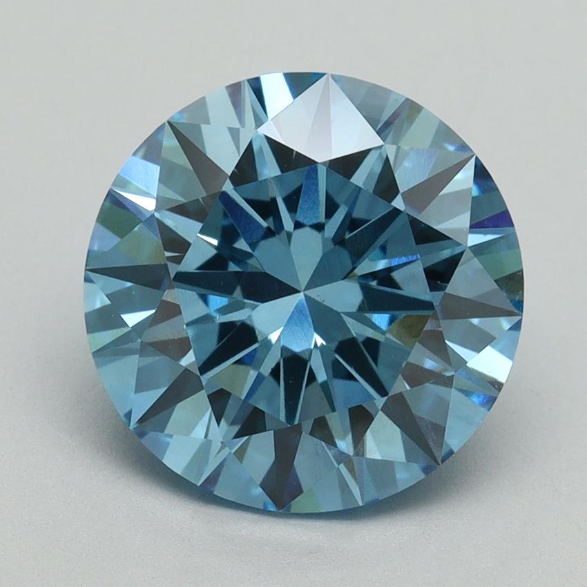 4.06 Ct. Fancy Vivid Blue Round Lab Grown Diamond