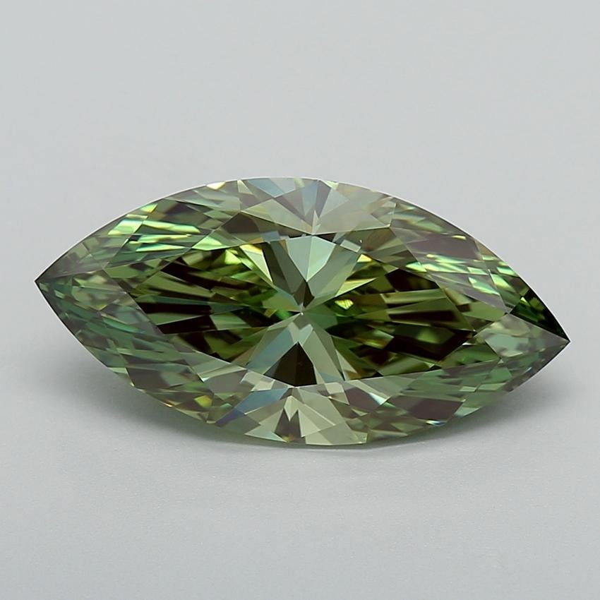 5.68 Ct. Fancy Vivid  Green Marquise Lab Grown Diamond