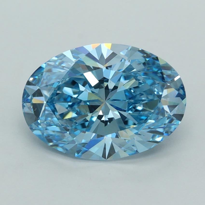 3.02 Ct. Fancy Vivid  Blue Oval Lab Grown Diamond