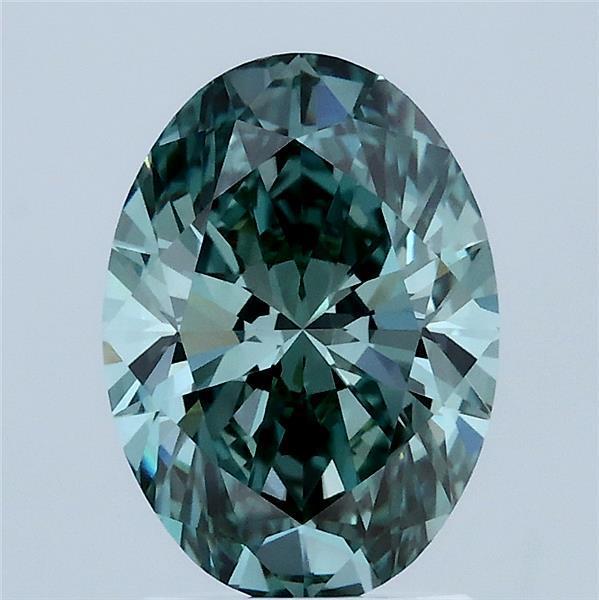 2.04 Ct. Fancy Vivid Green Oval Lab Grown Diamond