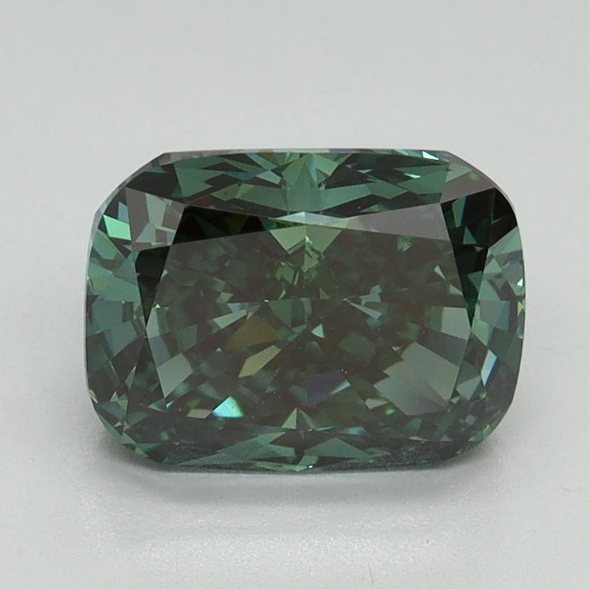 2.04 Ct. Fancy Vivid Green Cushion Lab Grown Diamond