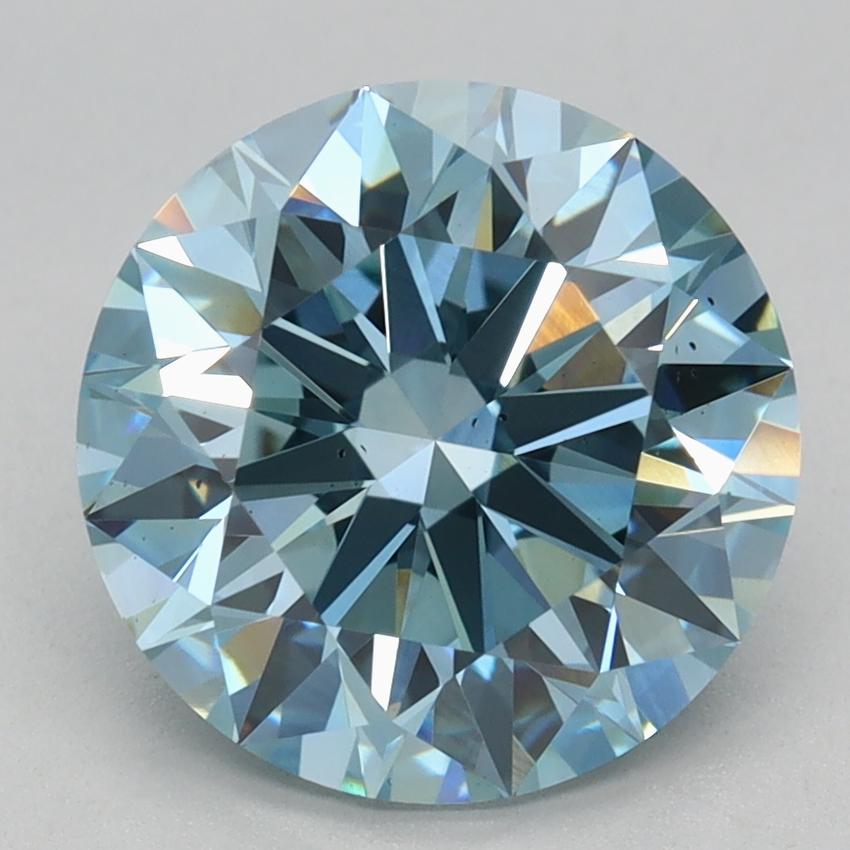 2.58 Ct. Fancy Vivid Blue Round Lab Grown Diamond