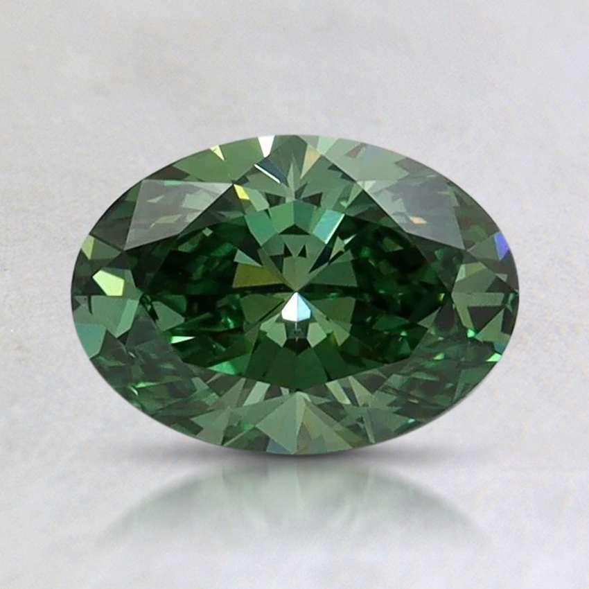 0.91 Ct. Fancy Vivid Pacific Green Oval Lab Grown Diamond, top view