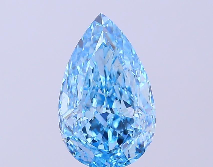 3.02 Ct. Fancy Vivid Blue Pear Lab Grown Diamond
