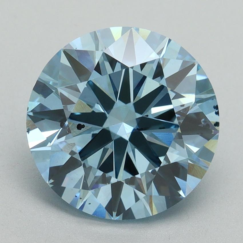3.27 Ct. Fancy Vivid Blue Round Lab Grown Diamond