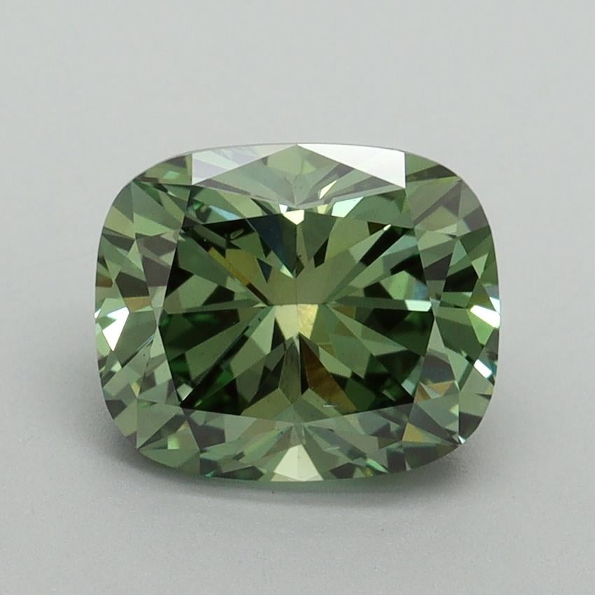 2.01 Ct. Fancy Vivid Pacific Green Cushion Lab Grown Diamond