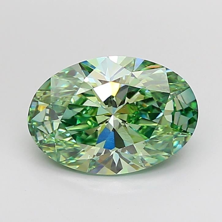 3.43 Ct. Fancy Vivid Green Oval Lab Grown Diamond