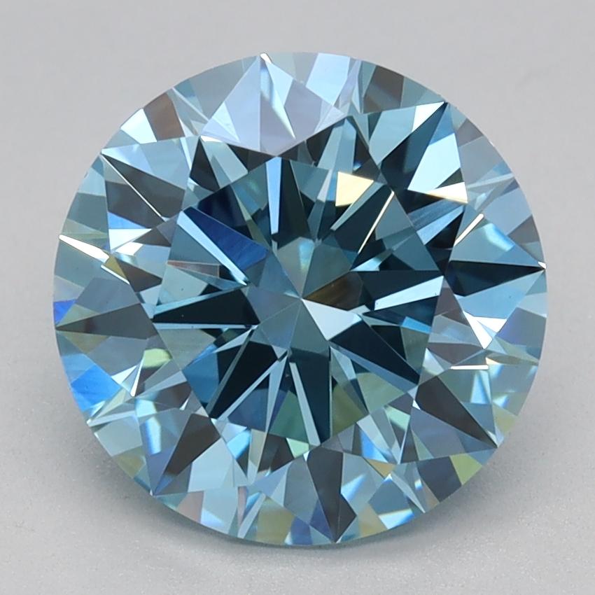 2.19 Ct. Fancy Vivid Blue Round Lab Grown Diamond