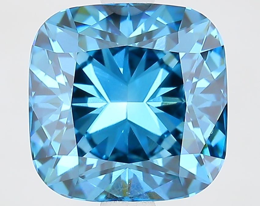 2.57 Ct. Fancy Vivid Blue Cushion Lab Grown Diamond