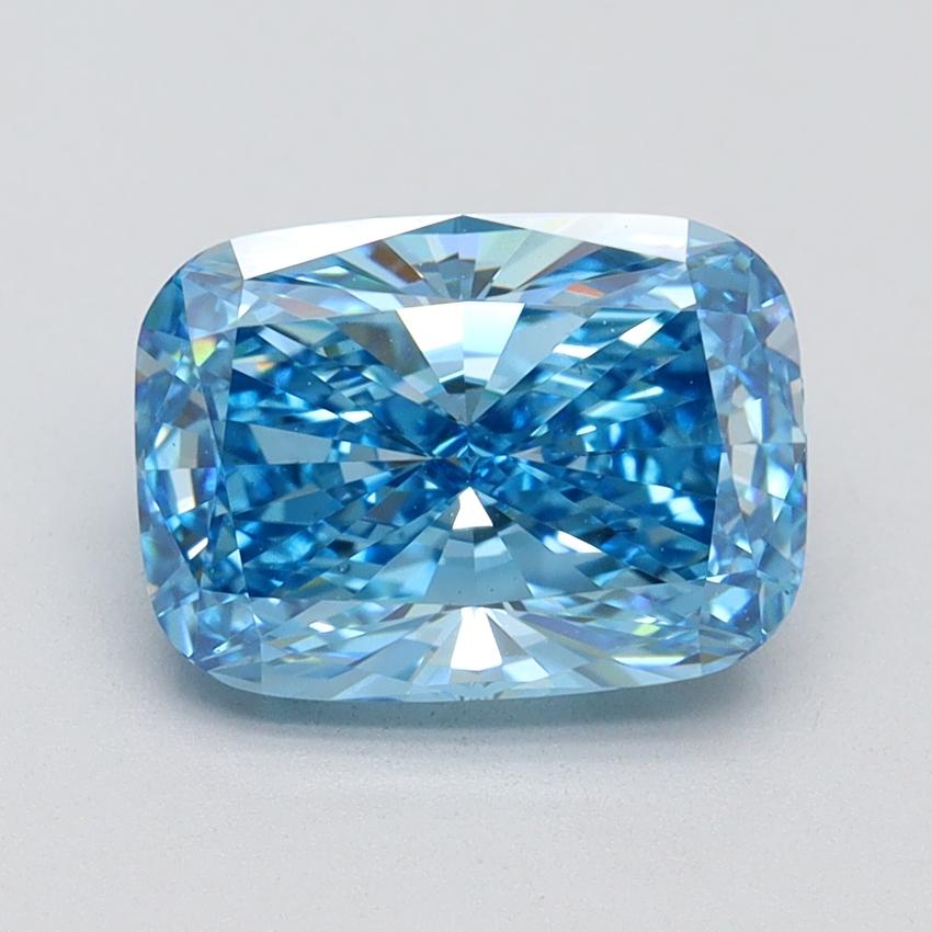 2.51 Ct. Fancy Vivid Blue Cushion Lab Grown Diamond