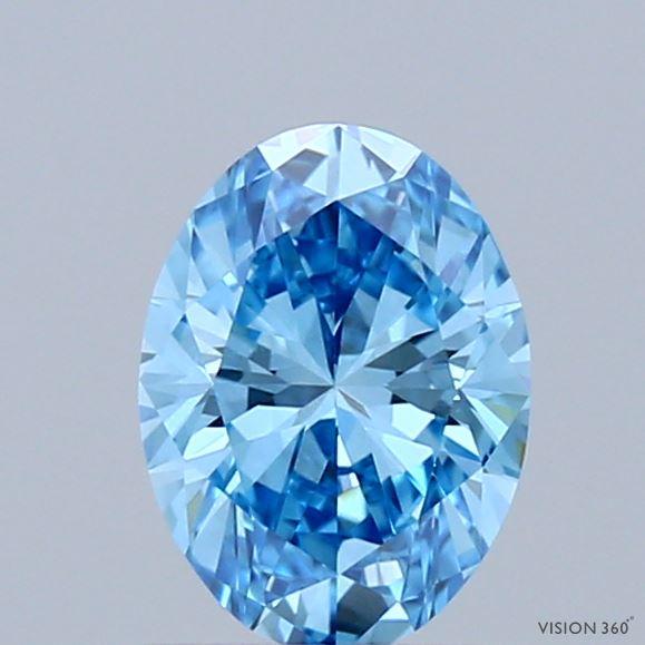 0.90 Ct. Fancy Vivid  Blue Oval Lab Grown Diamond