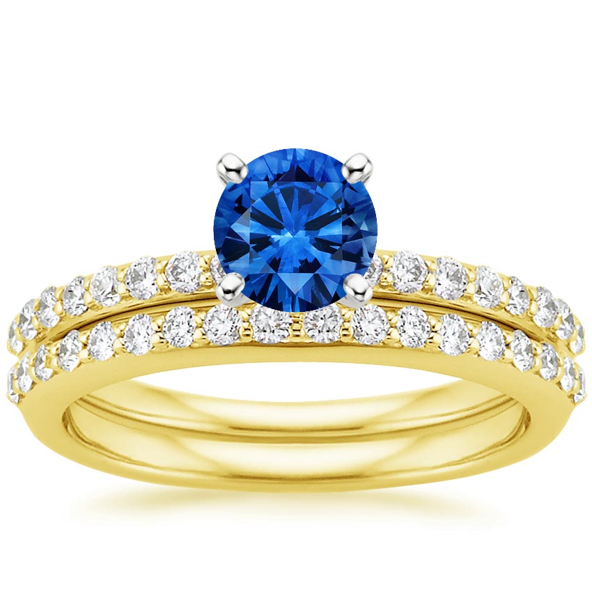 Sapphire Petite Shared Prong Bridal Set (1/2 ct. tw.) in 18K Yellow Gold