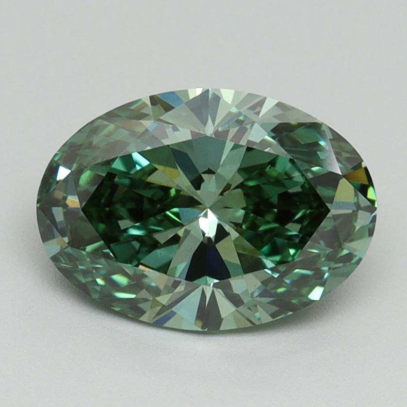 1.63 Ct. Fancy Vivid Green Oval Lab Grown Diamond