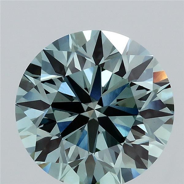 3.62 Ct. Fancy Vivid Blue Green Round Lab Grown Diamond