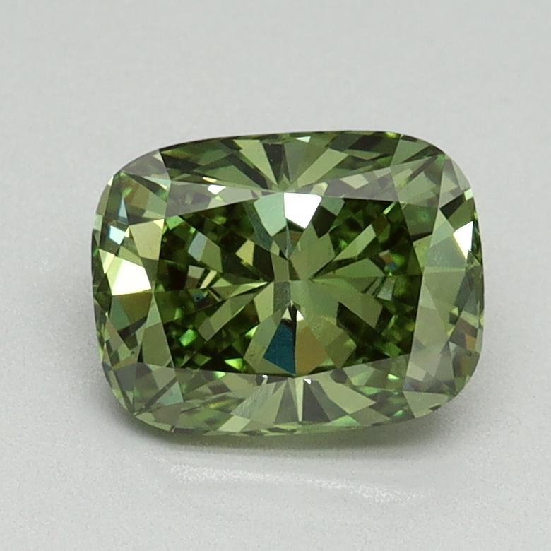 1.24 Ct. Fancy Vivid Green Cushion Lab Grown Diamond