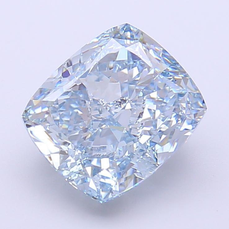 4.05 Ct. Fancy Vivid  Blue Cushion Lab Grown Diamond