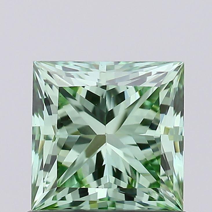 0.79 Ct. Fancy Vivid Green Princess Lab Grown Diamond