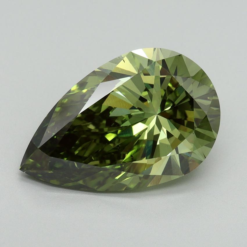 5.13 Ct. Fancy Vivid Green Pear Lab Grown Diamond