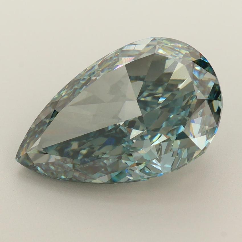 9.10 Ct. Fancy Intense Bluish Green Pear Lab Grown Diamond