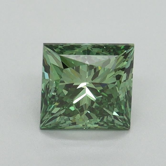 0.91 Ct. Fancy Vivid Green Princess Lab Grown Diamond