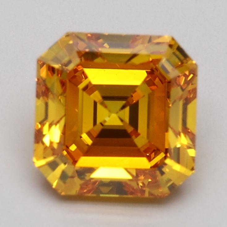 1.46 Ct. Fancy Vivid Yellowish Orange Asscher Lab Grown Diamond