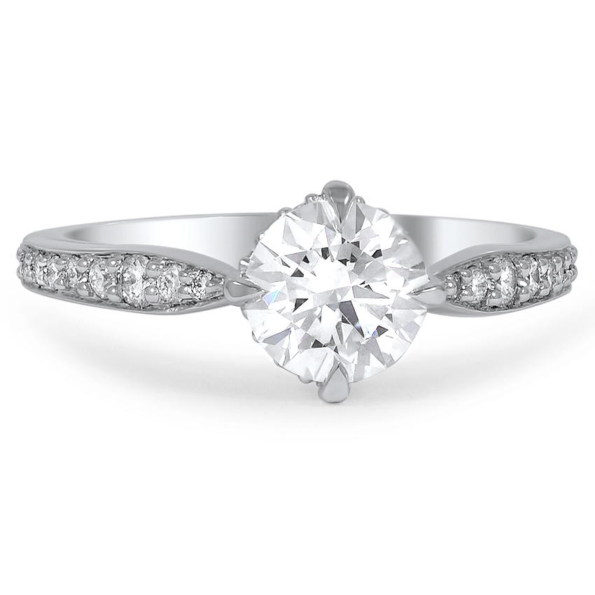 Custom Compass Point Tapered Pave Diamond Ring