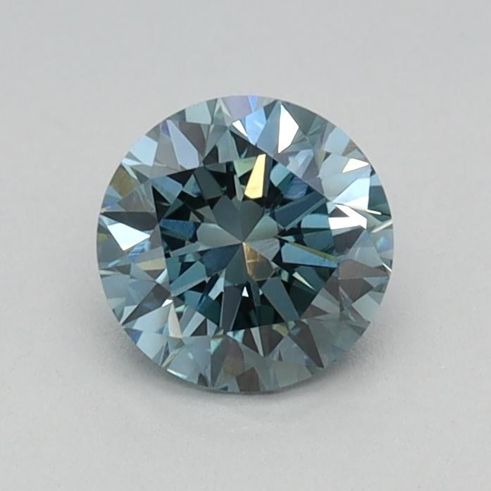 0.51 Ct. Fancy Vivid Greenish Blue Round Lab Grown Diamond