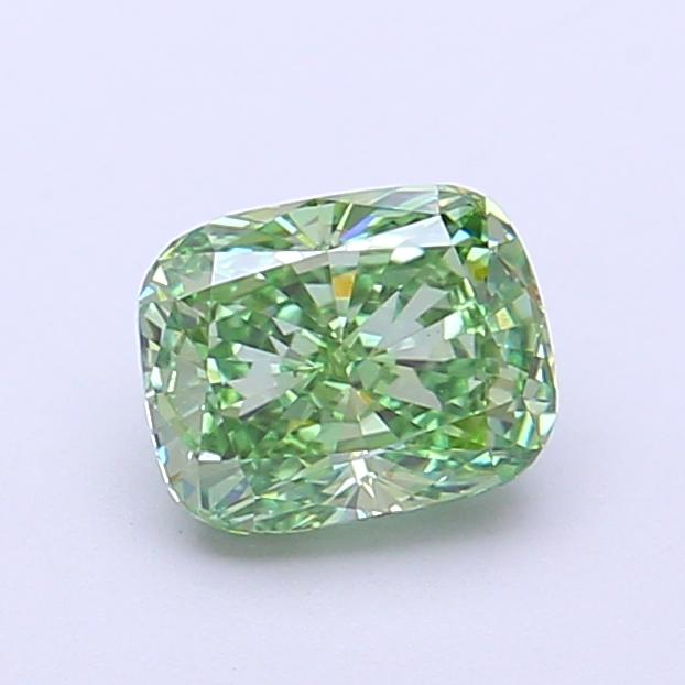 1.03 Ct. Fancy Vivid Green Cushion Lab Grown Diamond