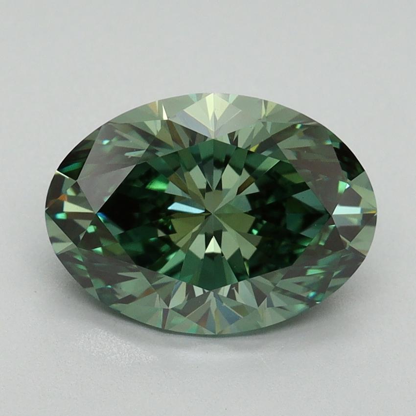 2.70 Ct. Fancy Vivid Green Oval Lab Grown Diamond
