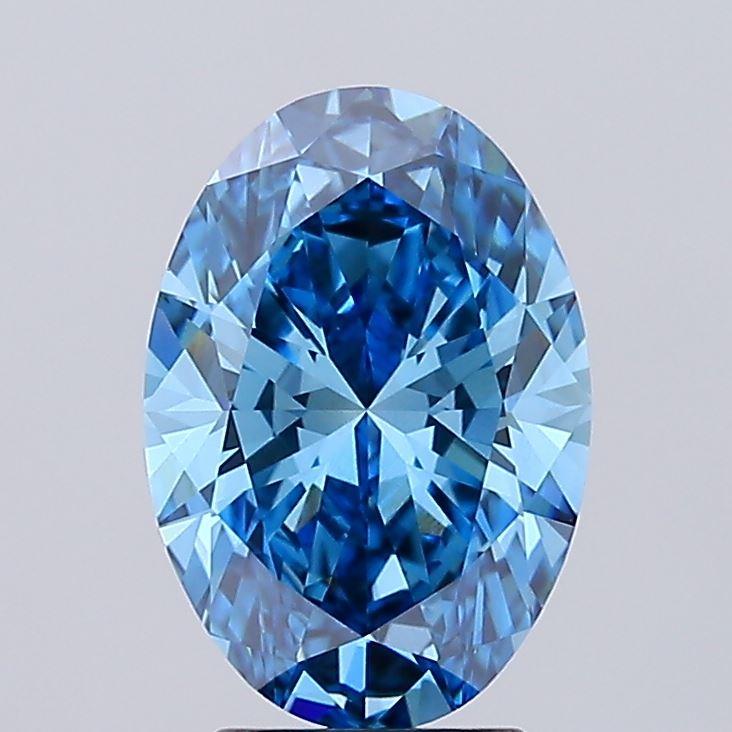 2.93 Ct. Fancy Vivid Blue Oval Lab Grown Diamond