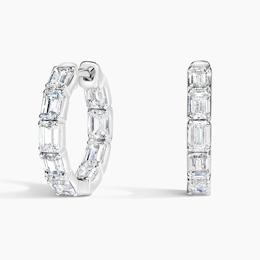 Channel-Set Baguette Diamond Hoop Earrings | 2772