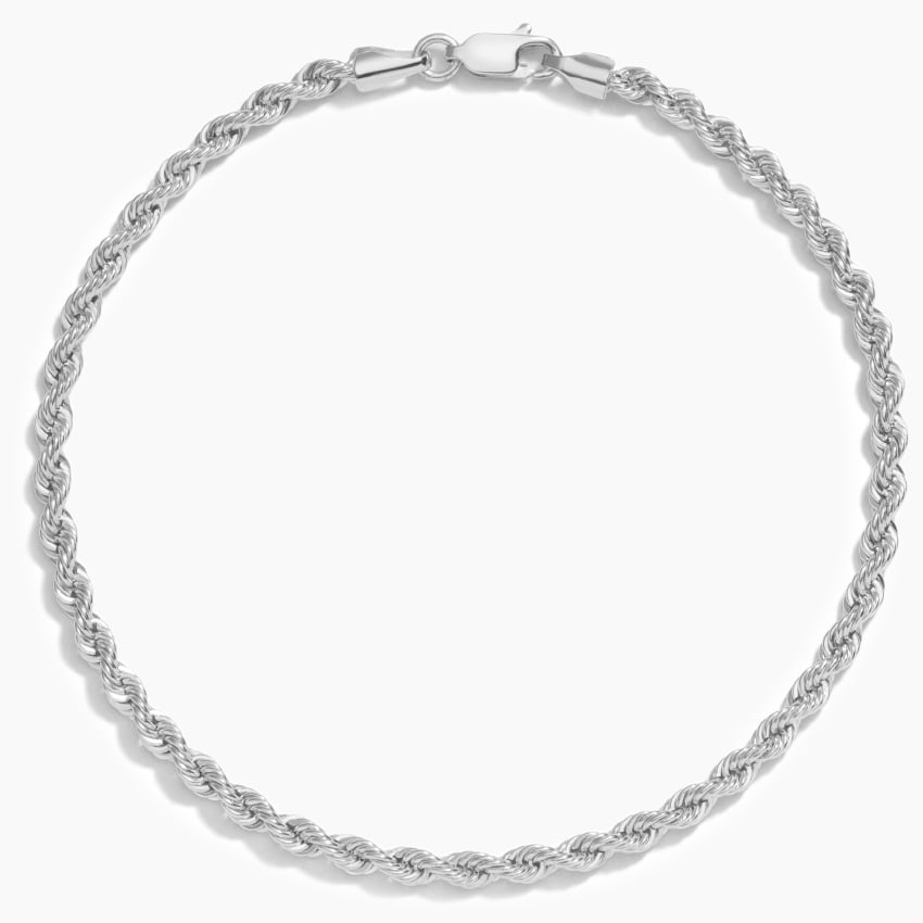 Solid 10k White Gold Rope Chain Bracelet – Olive & Chain