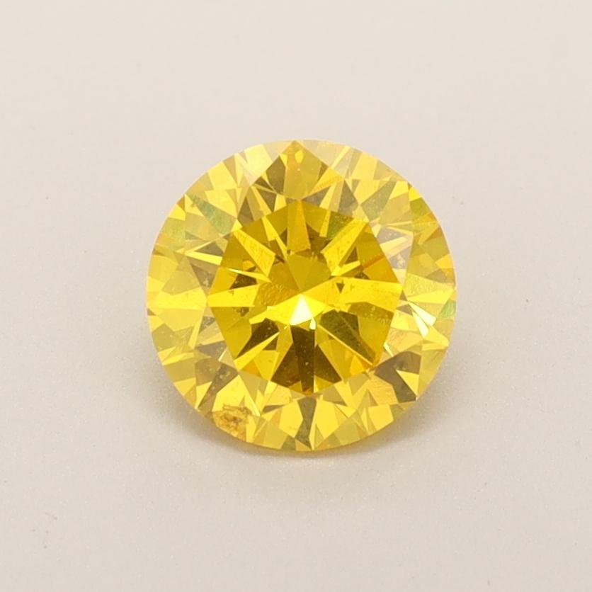 0.90 Ct. Fancy Vivid  Yellow Round Lab Grown Diamond