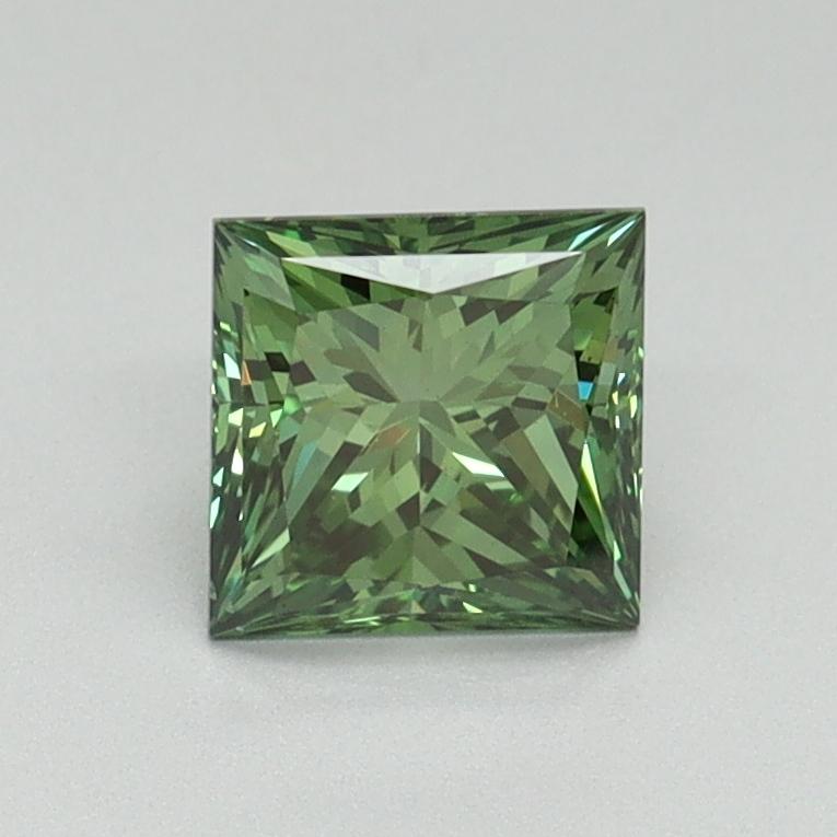 0.91 Ct. Fancy Vivid Green Princess Lab Grown Diamond