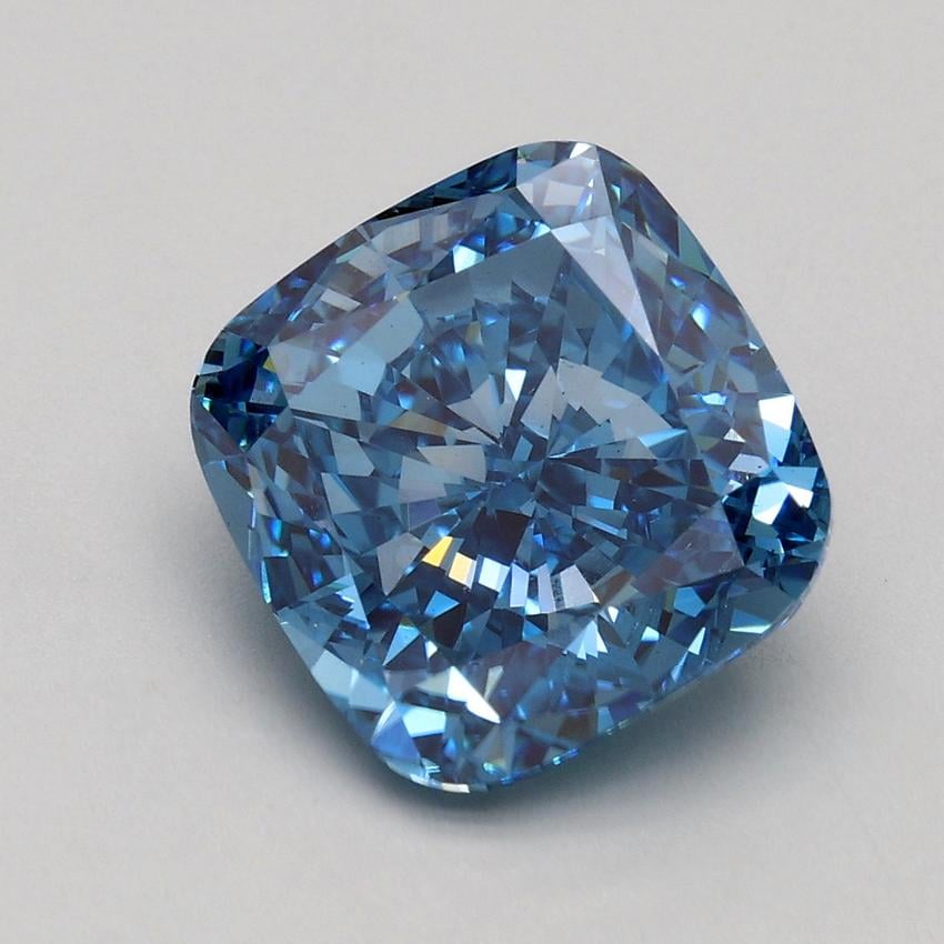 3.01 Ct. Fancy Vivid Blue Cushion Lab Grown Diamond