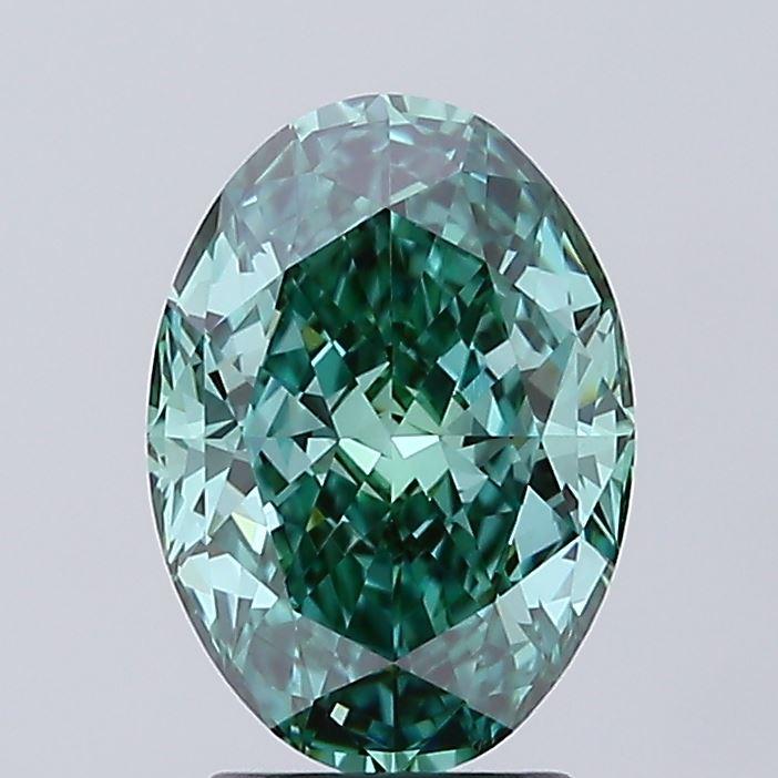 2.56 Ct. Fancy Vivid Green Oval Lab Grown Diamond