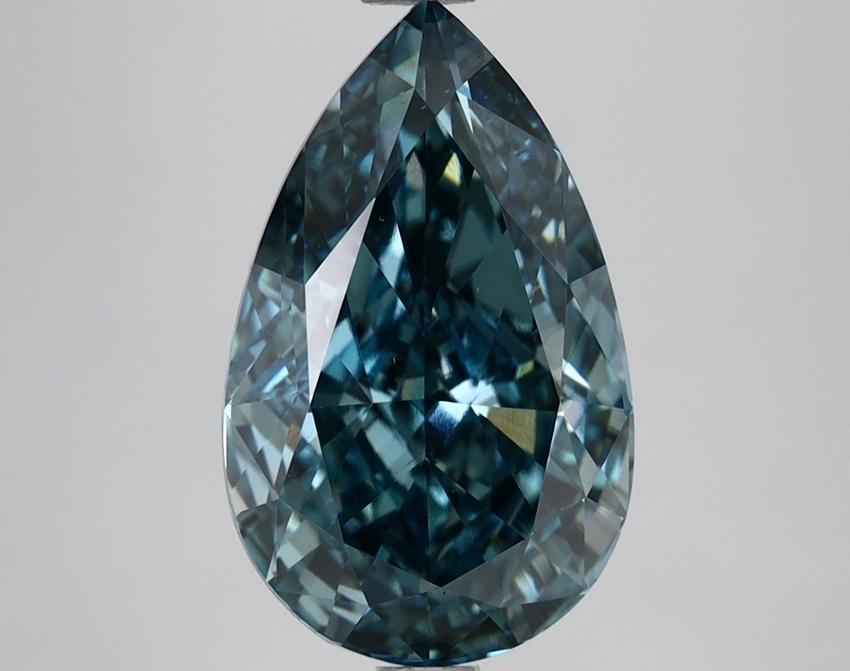 3.57 Ct. Fancy Vivid Bluish Green Pear Lab Grown Diamond