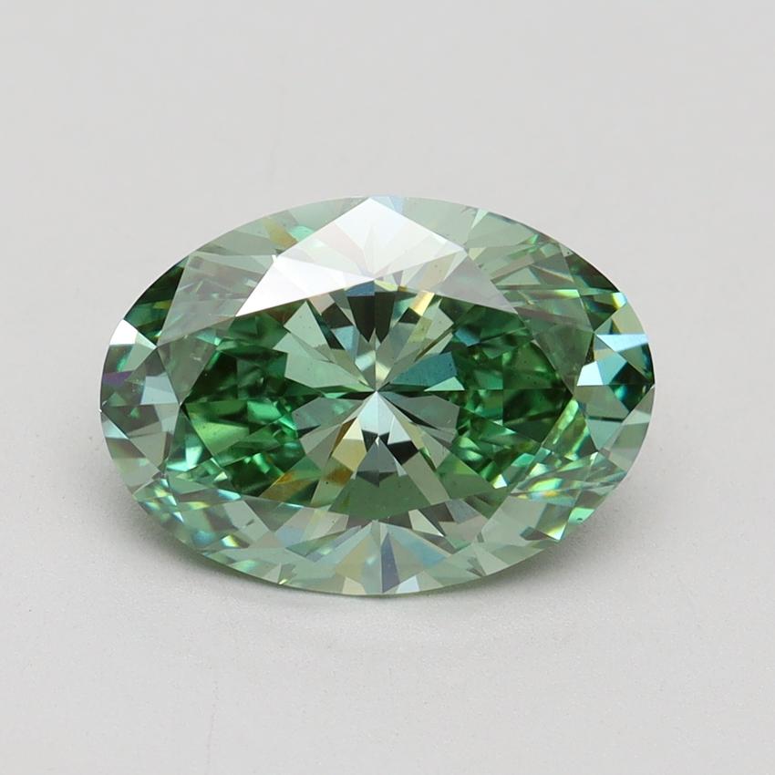 3.00 Ct. Fancy Vivid Green Oval Lab Grown Diamond