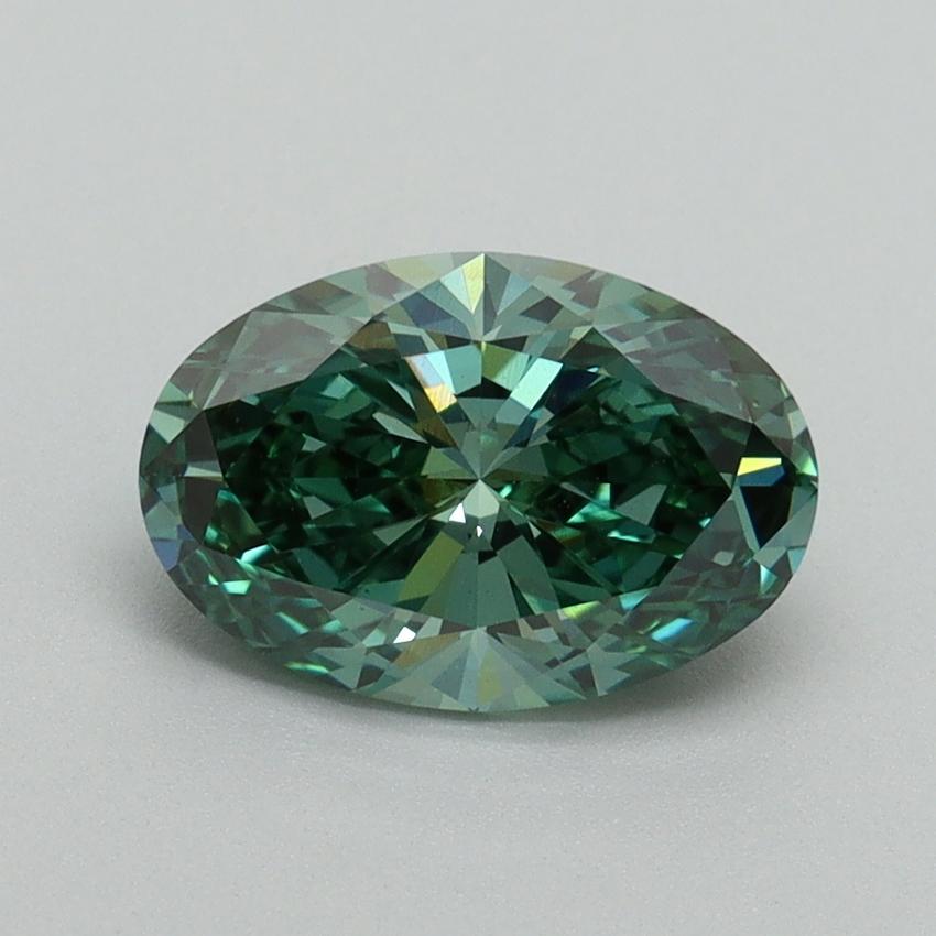 1.58 Ct. Fancy Vivid Green Oval Lab Grown Diamond