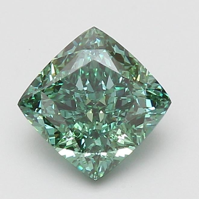 2.11 Ct. Fancy Vivid Green Cushion Lab Grown Diamond