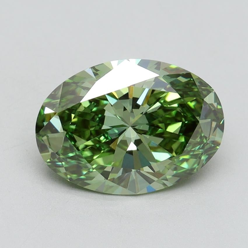 2.42 Ct. Fancy Vivid Green Oval Lab Grown Diamond